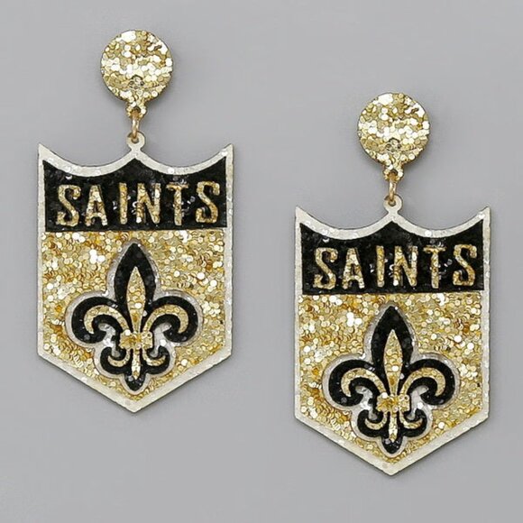 New Orleans Saints Jewelry - New Orleans Saints NFL Football Glitter Acrylic Fleur De Lis Earrings NEW